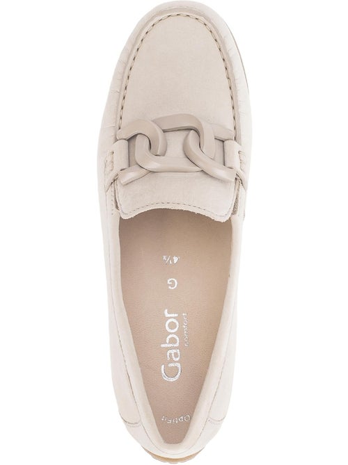 Mocassins crème en cuir nubuck - Kiabi