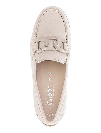 Mocassins crème en cuir nubuck