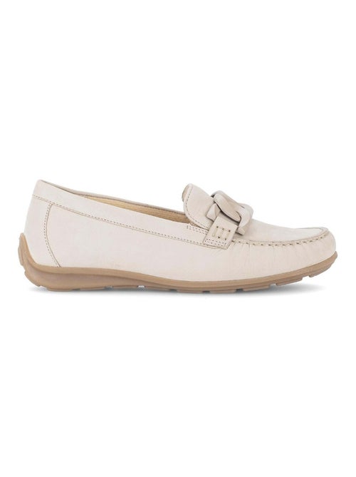 Mocassins crème en cuir nubuck - Kiabi