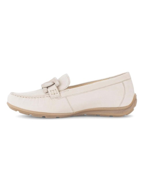 Mocassins crème en cuir nubuck - Kiabi