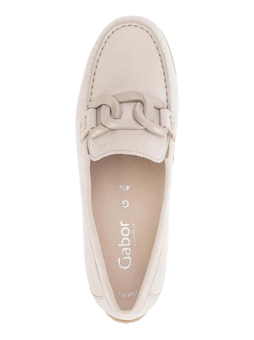 Mocassins crème en cuir nubuck - Kiabi