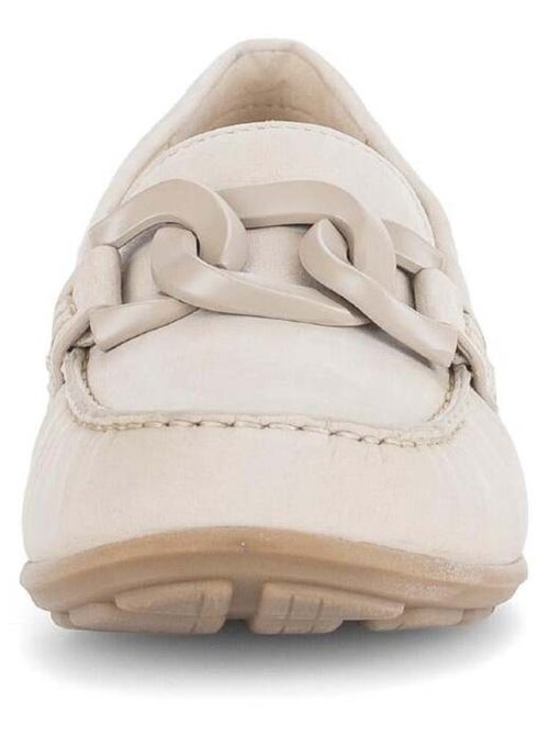 Mocassins crème en cuir nubuck - Kiabi
