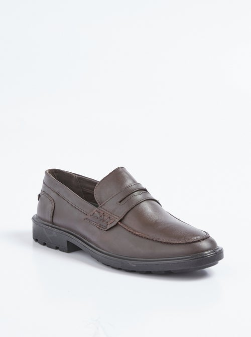 Mocassins cuir avec semelle antidérapante - AFIBEL - Kiabi