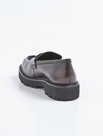 Mocassins cuir avec semelle épaisse crantée - AFIBEL