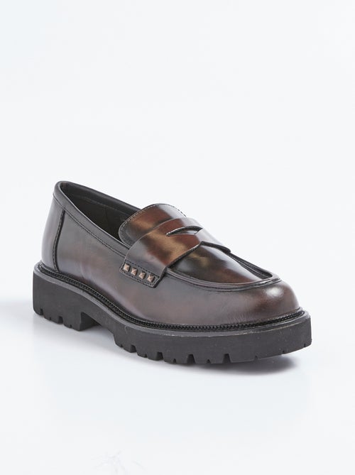 Mocassins cuir avec semelle épaisse crantée - AFIBEL - Kiabi