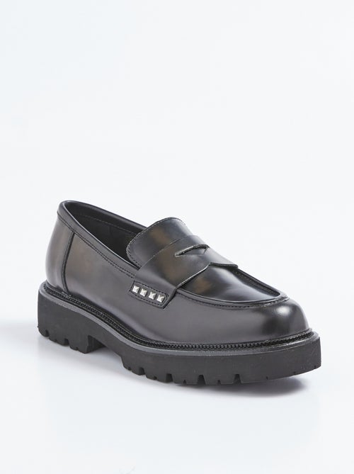 Mocassins cuir avec semelle épaisse crantée - AFIBEL - Kiabi