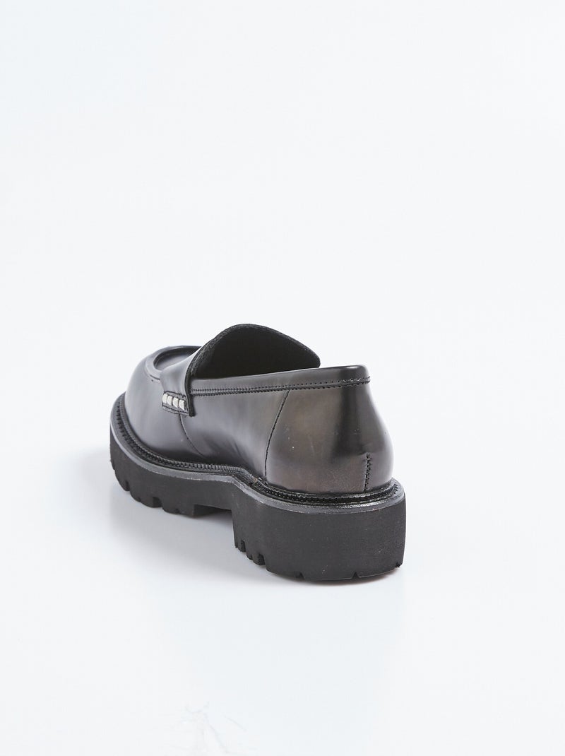 Mocassins cuir avec semelle épaisse crantée - AFIBEL Noir - Kiabi