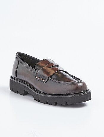 Mocassins cuir avec semelle épaisse crantée