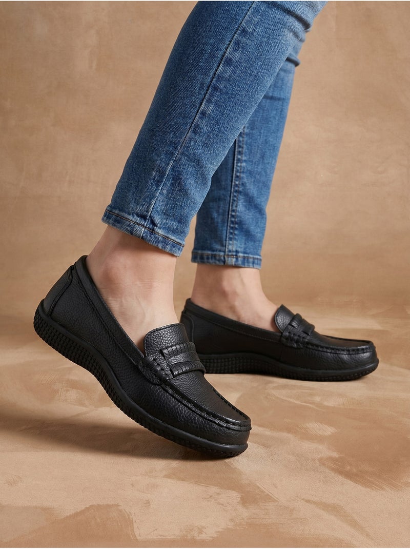 Mocassins cuir femme semelle amovible - PEDICONFORT Noir Noir - Kiabi