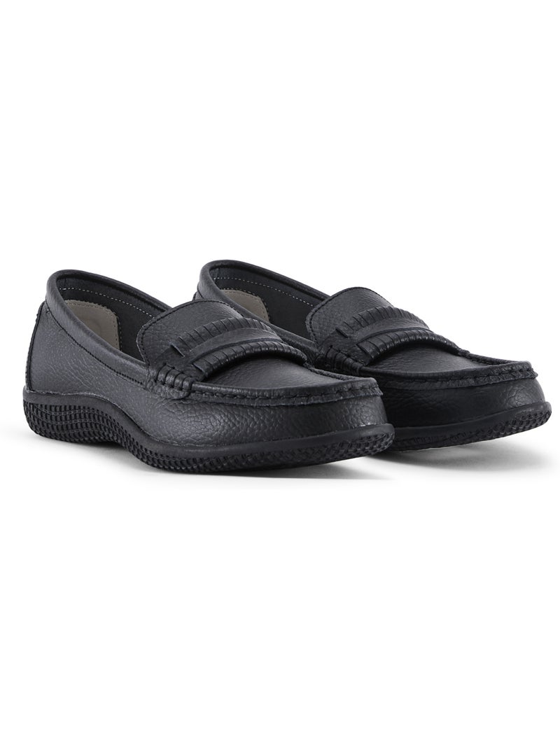 Mocassins cuir femme semelle amovible - PEDICONFORT Noir Noir - Kiabi