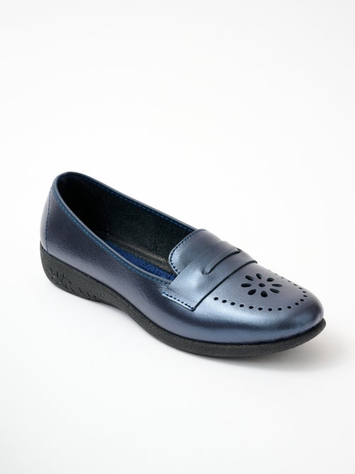 Mocassins cuir grande largeur - Afibel - Kiabi