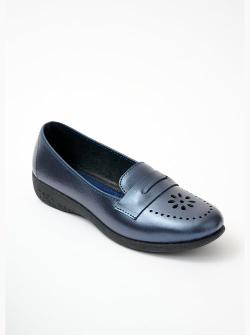 Mocassins cuir grande largeur - Afibel - Kiabi
