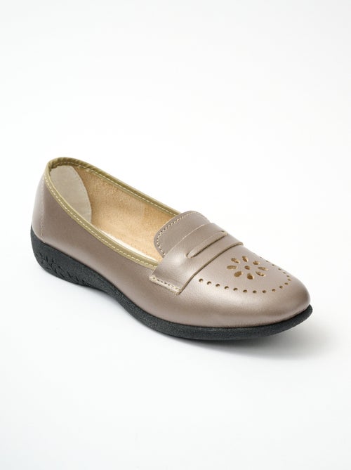 Mocassins cuir grande largeur - Kiabi