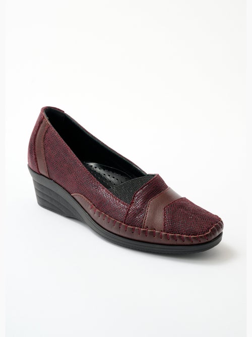 Mocassins cuir largeur confort bi-matière - Afibel - Kiabi