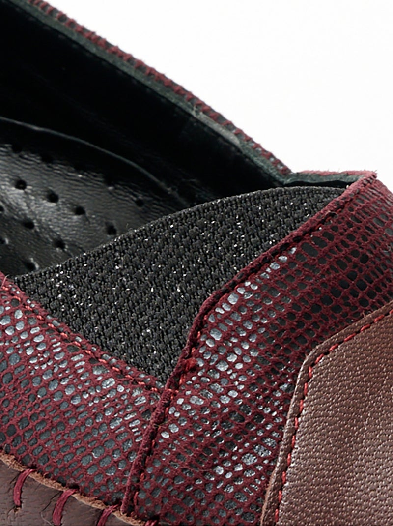Mocassins cuir largeur confort bi-matière - Afibel Bordeaux - Kiabi