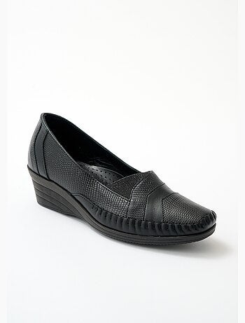 Mocassins cuir largeur confort bi-matière - Afibel