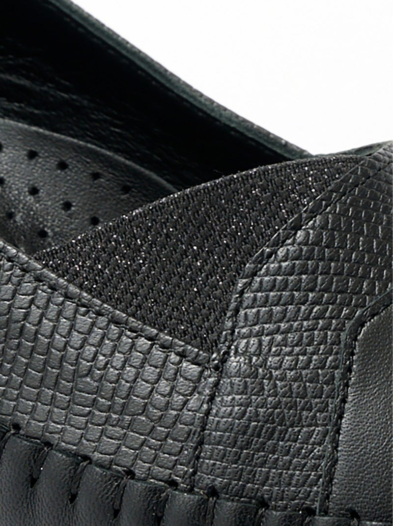 Mocassins cuir largeur confort bi-matière - Afibel Noir - Kiabi
