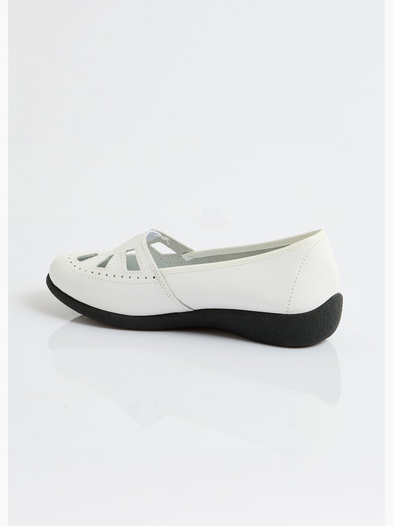 Mocassins cuir largeur confort élastiqué - Afibel Blanc - Kiabi