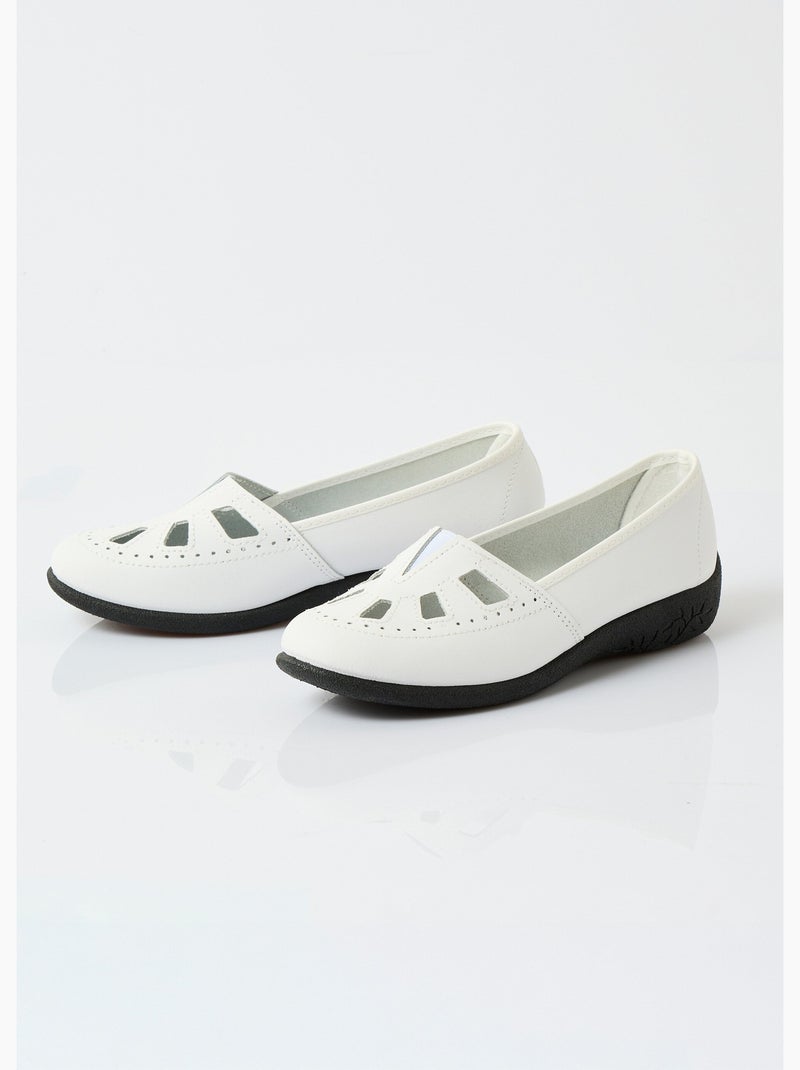 Mocassins cuir largeur confort élastiqué - Afibel Blanc - Kiabi