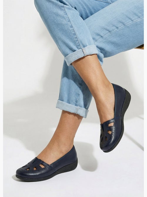 Mocassins cuir largeur confort élastiqué - afibel - Kiabi Mocassins cuir largeur confort élastiqué - afibel - Kiabi