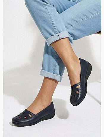 Mocassins cuir largeur confort élastiqué