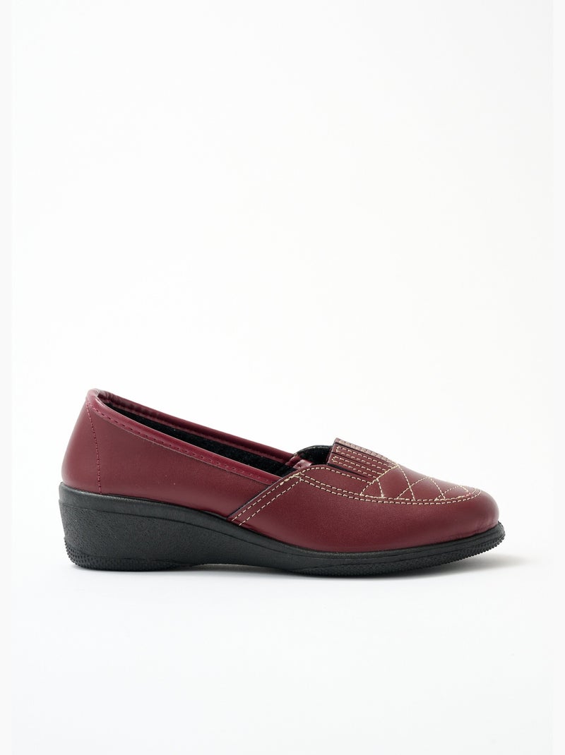 Mocassins cuir largeur confort élastiqués - afibel Bordeaux - Kiabi