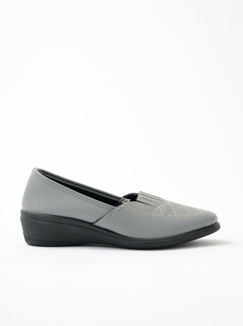 Mocassins cuir largeur confort élastiqués - Afibel Gris - Kiabi