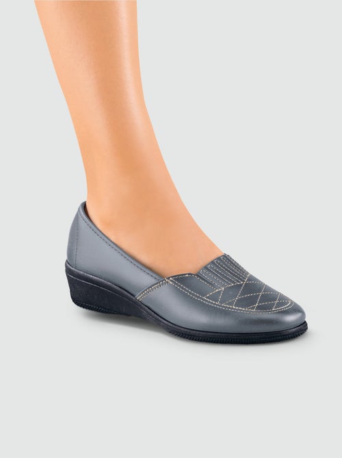 Mocassins cuir largeur confort élastiqués - Afibel - Kiabi