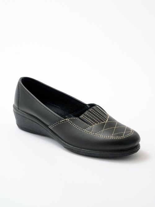 Mocassins cuir largeur confort élastiqués - Afibel - Kiabi
