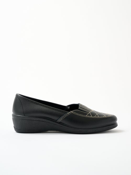 Mocassins cuir largeur confort élastiqués - Afibel - Kiabi