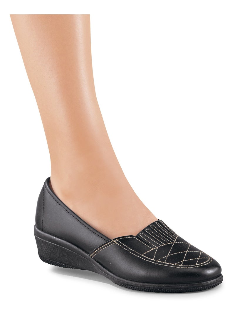 Mocassins cuir largeur confort élastiqués - Afibel Noir - Kiabi