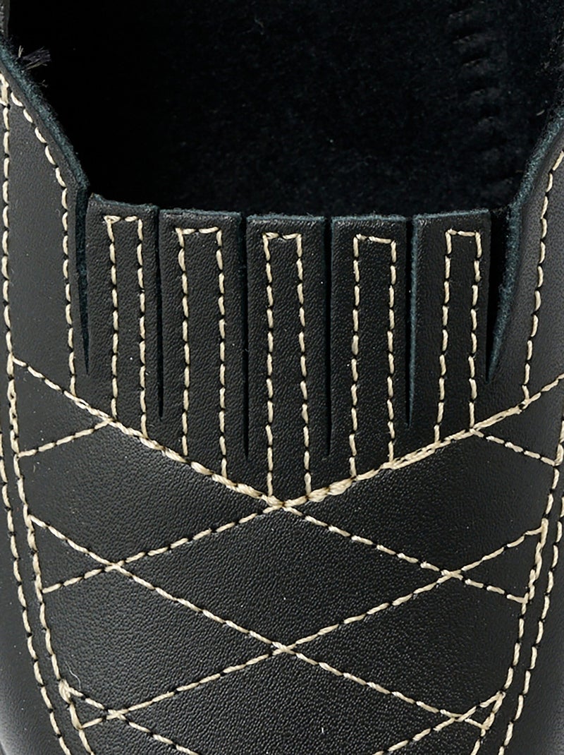 Mocassins cuir largeur confort élastiqués - Afibel Noir - Kiabi