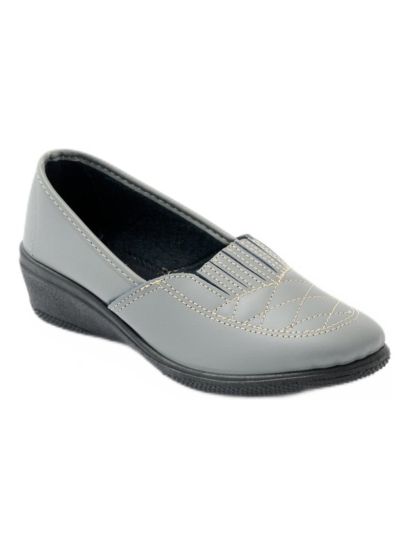 Mocassins cuir largeur confort élastiqués Gris - Kiabi