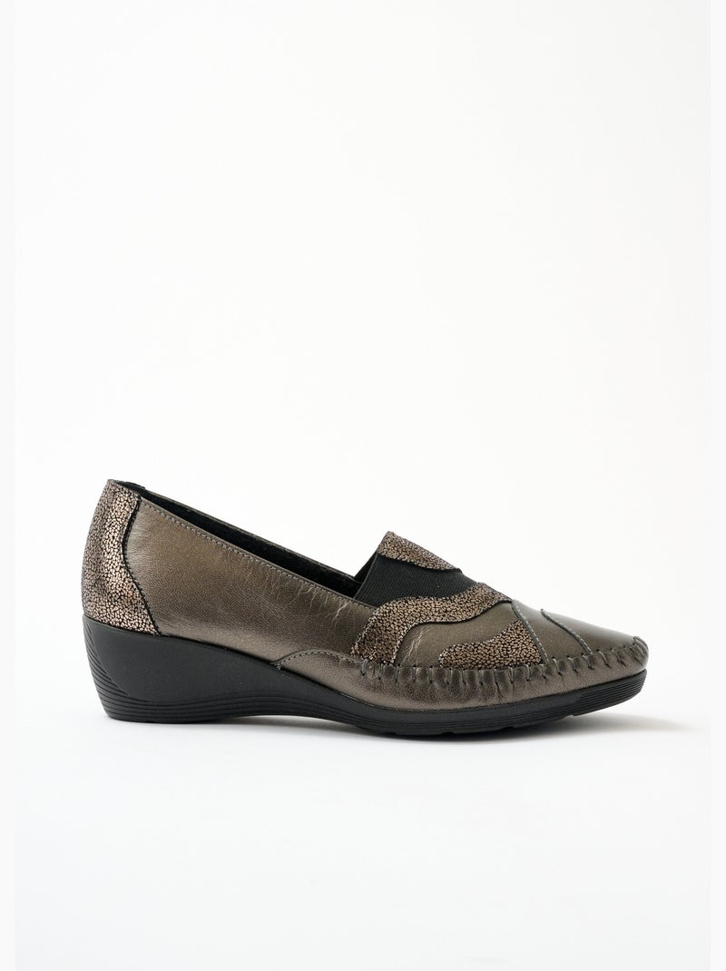 Mocassins cuir largeur confort fantaisie - Afibel Marron - Kiabi