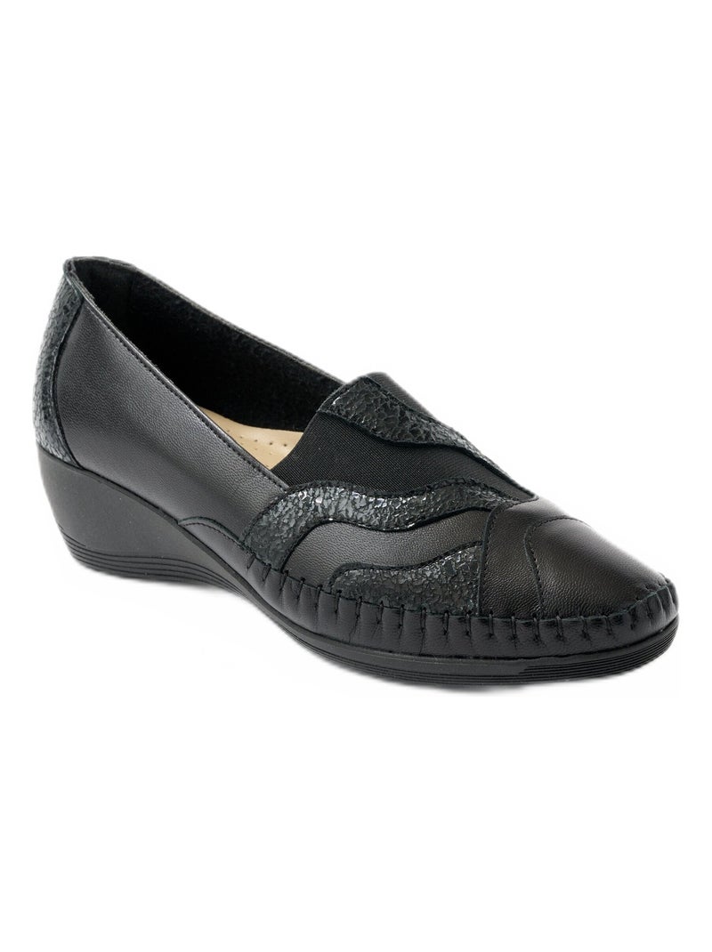 Mocassins cuir largeur confort fantaisie Noir - Kiabi