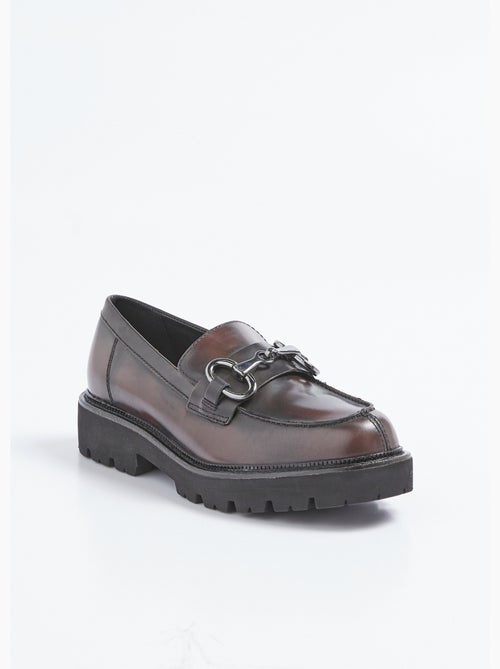 Mocassins cuir mors métal et semelle crantée - AFIBEL - Kiabi