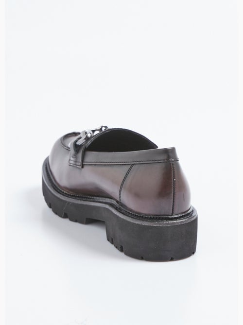 Mocassins cuir mors métal et semelle crantée - AFIBEL - Kiabi
