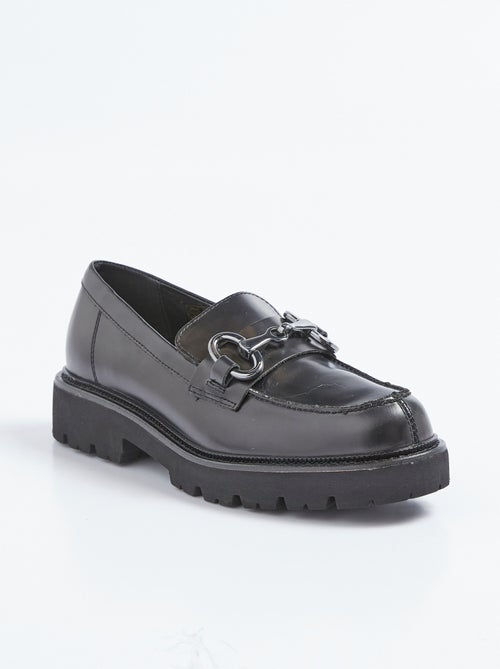 Mocassins cuir mors métal et semelle crantée - AFIBEL - Kiabi