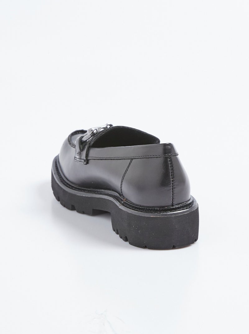 Mocassins cuir mors métal et semelle crantée - AFIBEL Noir - Kiabi