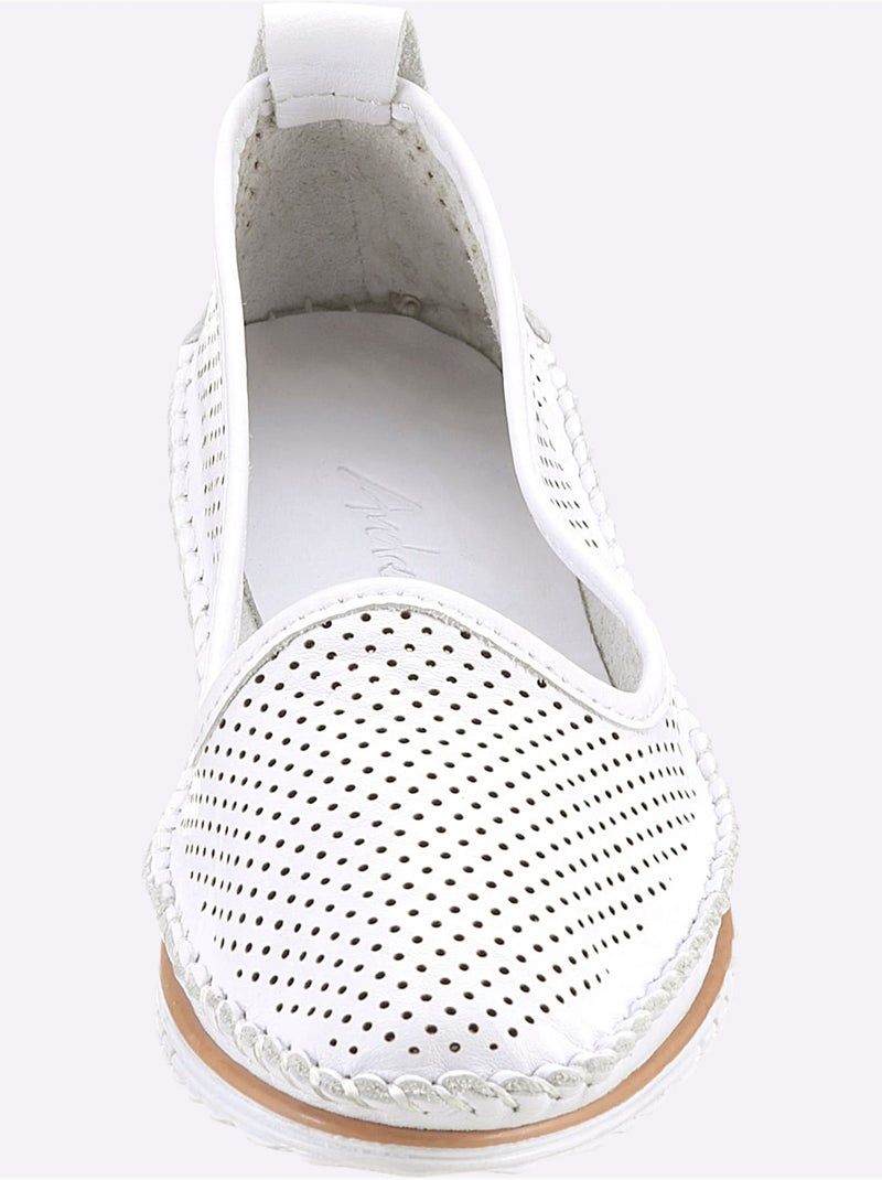 Mocassins Cuir Nappa De Vache - Taille Standard - Helline Blanc - Kiabi