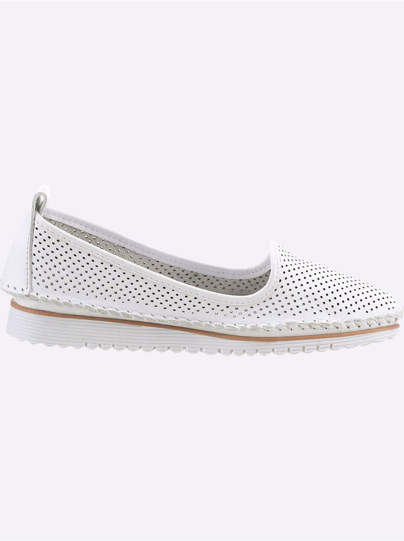 Mocassins Cuir Nappa De Vache - Taille Standard - Helline Blanc - Kiabi