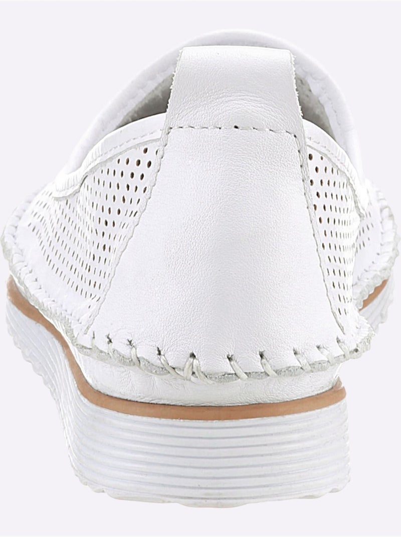 Mocassins Cuir Nappa De Vache - Taille Standard - Helline Blanc - Kiabi
