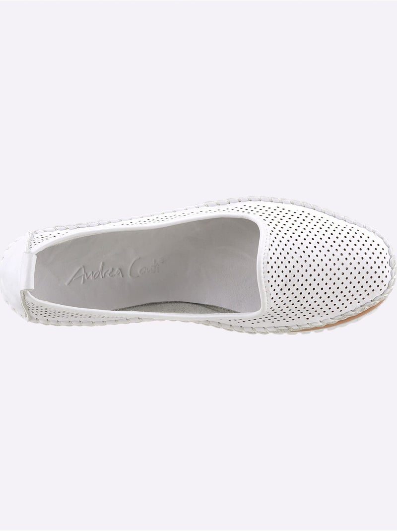 Mocassins Cuir Nappa De Vache - Taille Standard - Helline Blanc - Kiabi