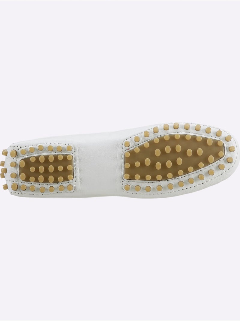 Mocassins Cuir Nappa De Vache - Taille Standard - Helline Blanc - Kiabi