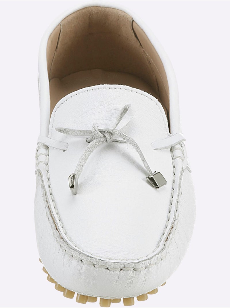 Mocassins Cuir Nappa De Vache - Taille Standard - Helline Blanc - Kiabi