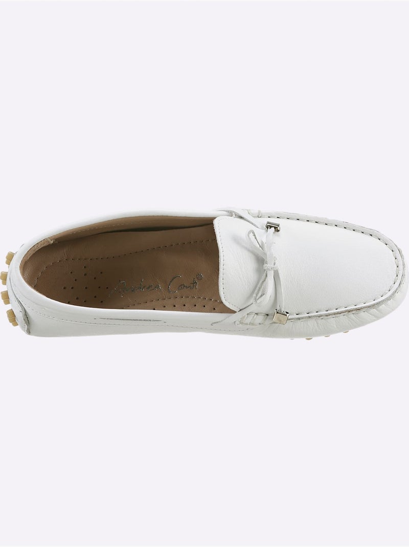 Mocassins Cuir Nappa De Vache - Taille Standard - Helline Blanc - Kiabi