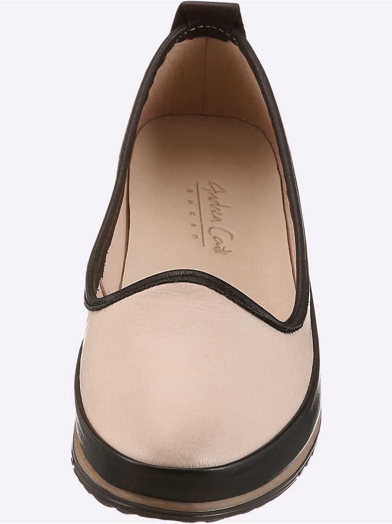 Mocassins Cuir Nappa De Vache - Taille Standard - Helline Blanc Noir - Kiabi