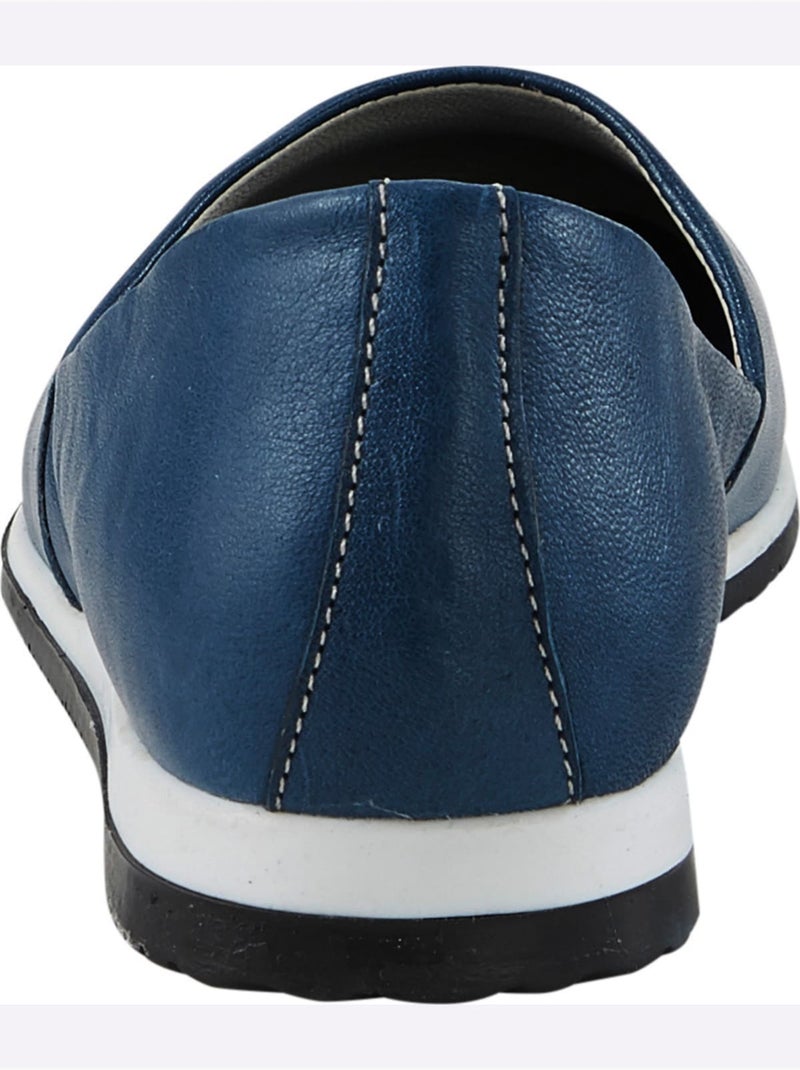 Mocassins Cuir Nappa De Vache - Taille Standard - Helline Bleu jean - Kiabi