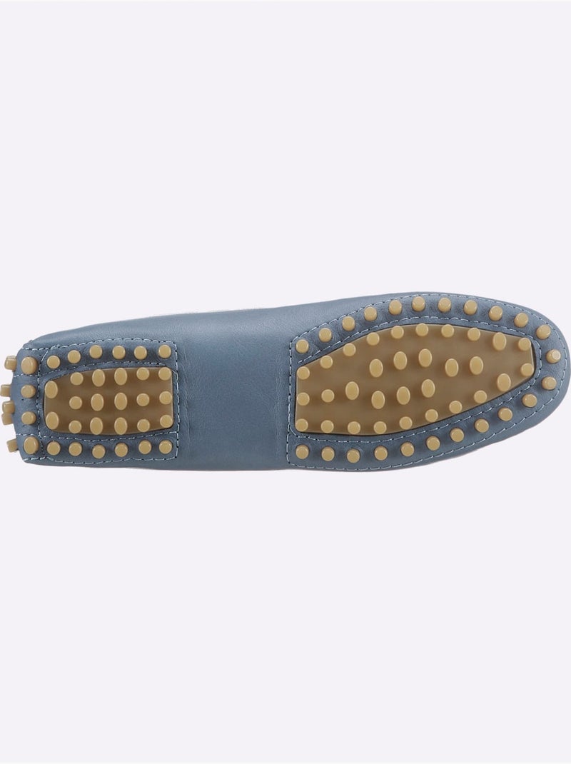 Mocassins Cuir Nappa De Vache - Taille Standard - Helline Bleu jean - Kiabi