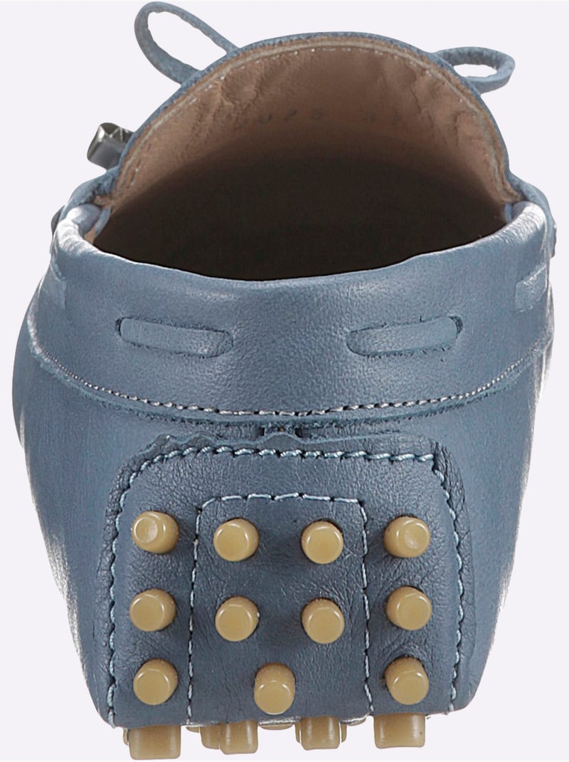 Mocassins Cuir Nappa De Vache - Taille Standard - Helline Bleu jean - Kiabi